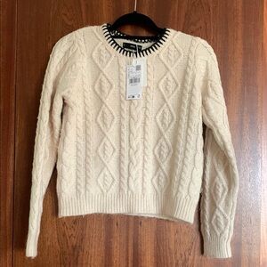 Mango Cream Crew Neck Sweater Frizzly NEW